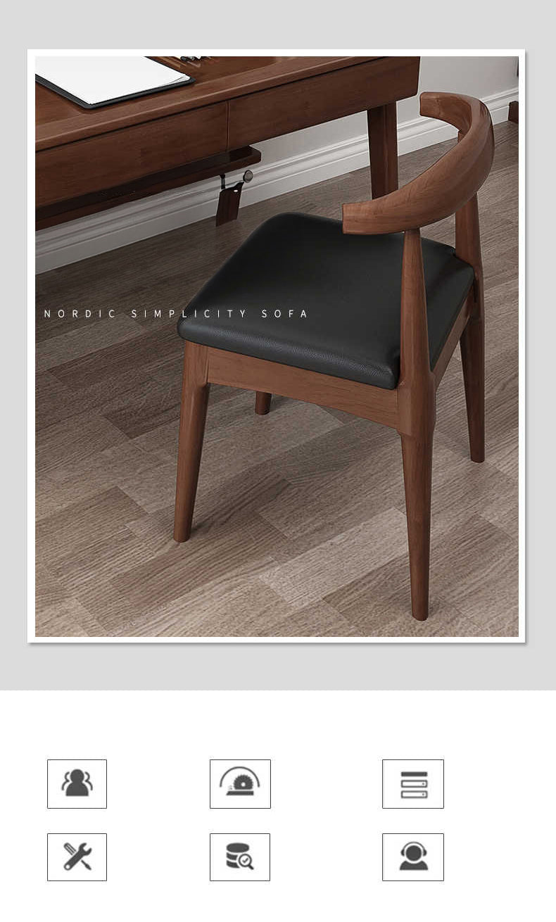 Elegant Rubber Wood Upholstered Chair in Natural Brown and White PU Leather fl-271