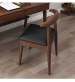 Elegant Rubber Wood Upholstered Chair in Natural Brown and White PU Leather fl-271
