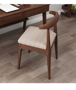 Elegant Rubber Wood Upholstered Chair in Natural Brown and White PU Leather fl-271