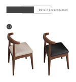 Elegant Rubber Wood Upholstered Chair in Natural Brown and White PU Leather fl-271