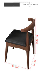 Elegant Rubber Wood Upholstered Chair in Natural Brown and White PU Leather fl-271