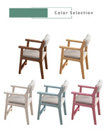 Stylish Rubber Wood Chair in Natural Brown with Cotton-Ramie Cushion – Available in White, Blue, and Pink fl-272