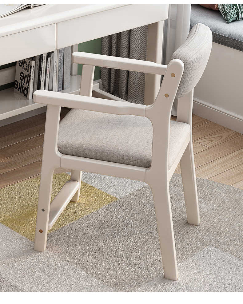 Stylish Rubber Wood Chair in Natural Brown with Cotton-Ramie Cushion – Available in White, Blue, and Pink fl-272