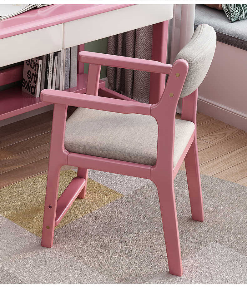 Stylish Rubber Wood Chair in Natural Brown with Cotton-Ramie Cushion – Available in White, Blue, and Pink fl-272