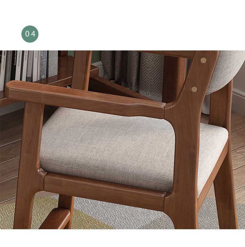 Stylish Rubber Wood Chair in Natural Brown with Cotton-Ramie Cushion – Available in White, Blue, and Pink fl-272