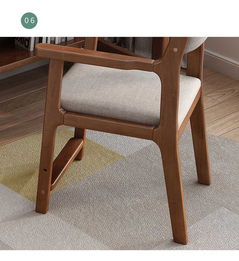 Stylish Rubber Wood Chair in Natural Brown with Cotton-Ramie Cushion – Available in White, Blue, and Pink fl-272