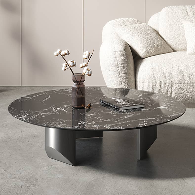 Sleek Sintered Stone Tea Table with Stainless Steel Frame – Modern Elegance for Your Home fld-2745