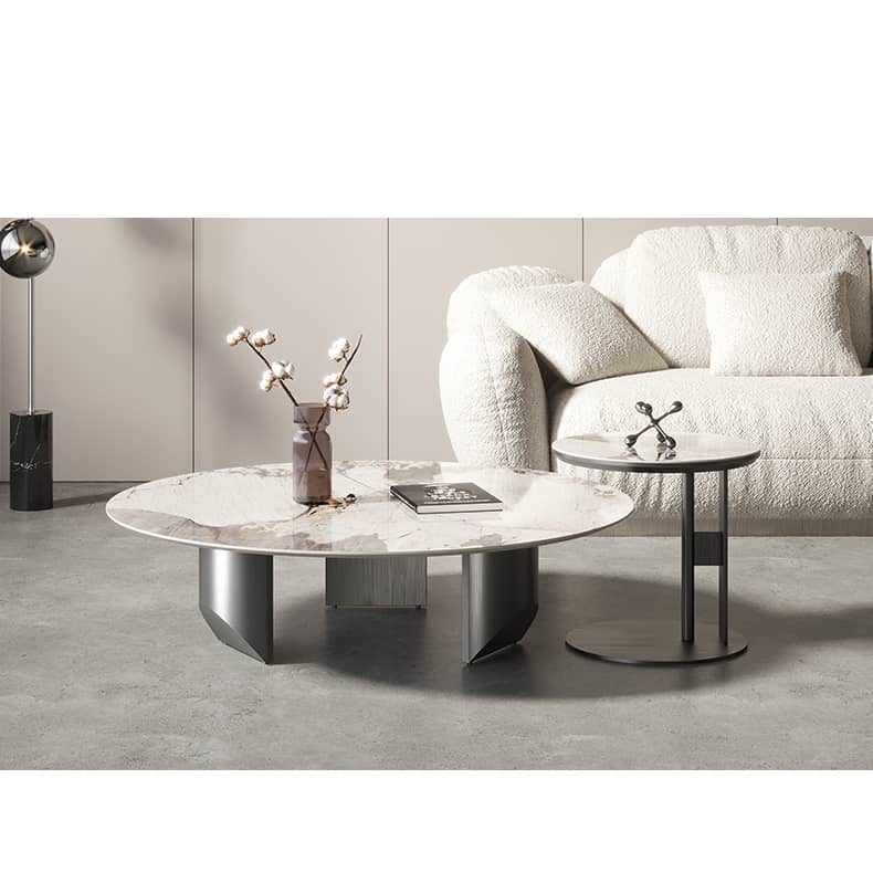 Sleek Sintered Stone Tea Table with Stainless Steel Frame – Modern Elegance for Your Home fld-2745