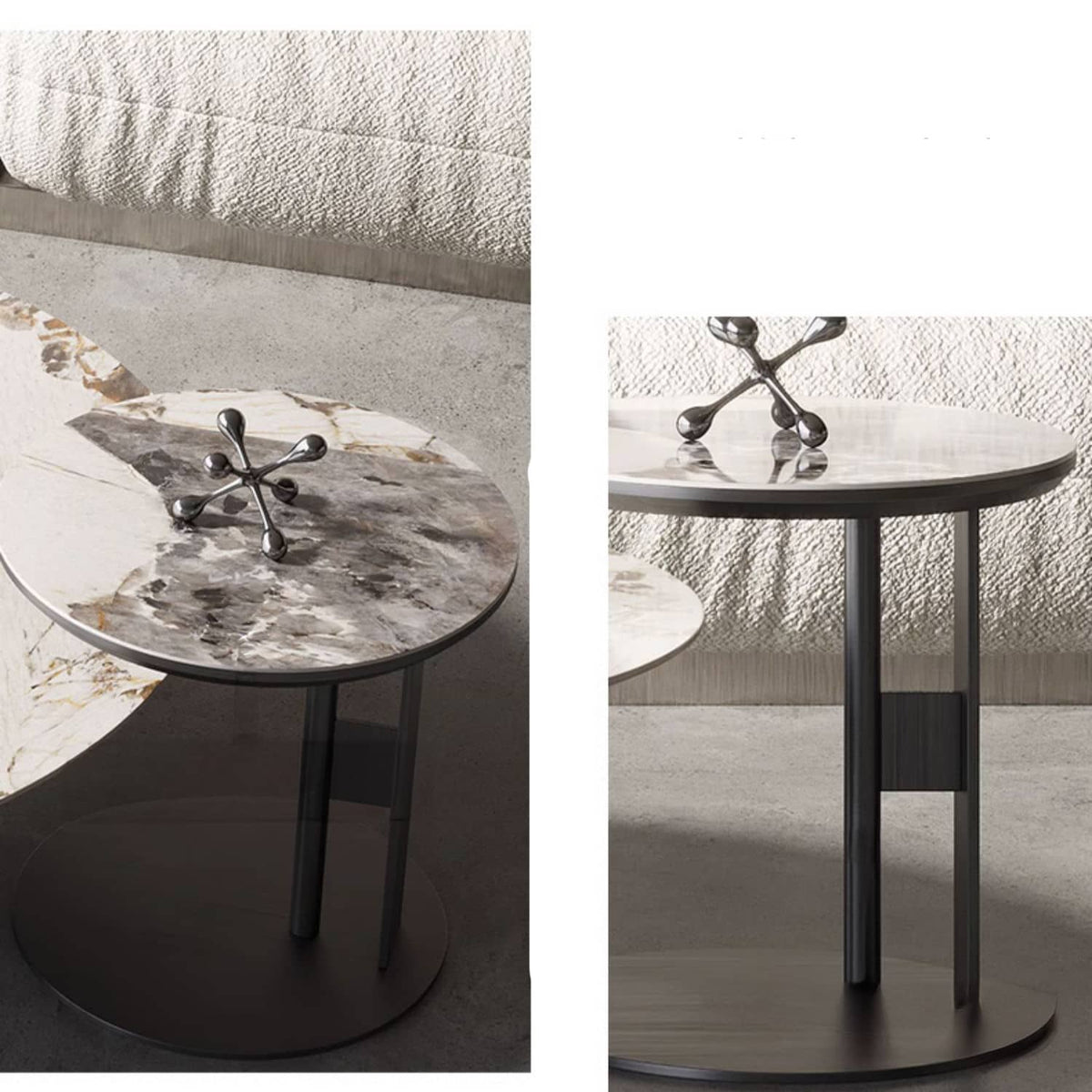 Sleek Sintered Stone Tea Table with Stainless Steel Frame – Modern Elegance for Your Home fld-2745