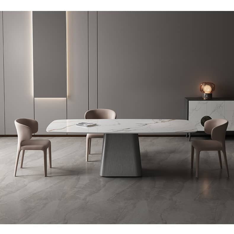 Modern Sintered Stone & Stainless Steel Table - Stylish and Durable Dining Solution fld-2746