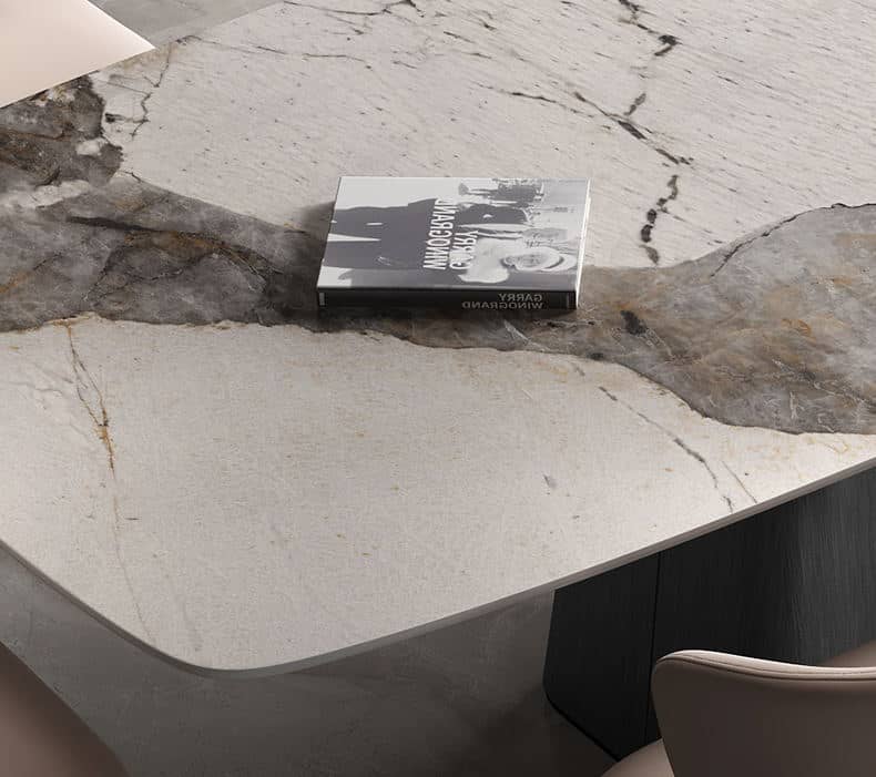 Modern Sintered Stone & Stainless Steel Table - Stylish and Durable Dining Solution fld-2746