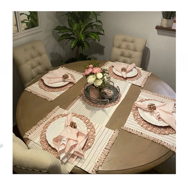 Elegant Round Oak Multi-Layer Board Dining Table with Upholstered Chairs - Perfect for Modern Homes fljgj-2110