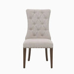 Elegant Oak Dining Chair with Cotton-Ramie Upholstery and Stylish Nailhead Trim - Perfect for Modern Homes fljgj-2111