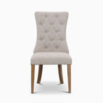 Elegant Oak Dining Chair with Cotton-Ramie Upholstery and Stylish Nailhead Trim - Perfect for Modern Homes fljgj-2111