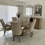 Elegant Oak Dining Chair with Cotton-Ramie Upholstery and Stylish Nailhead Trim - Perfect for Modern Homes fljgj-2111