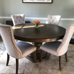 Elegant Oak Dining Chair with Cotton-Ramie Upholstery and Stylish Nailhead Trim - Perfect for Modern Homes fljgj-2111