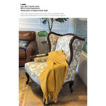 **Elegant Oak Wingback Chair with Floral Cotton-Ramie Fabric - Cozy Accent for Any Living Space** fljgj-2114