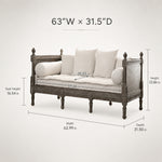 Distressed Cotton Linen Pull-Out Sofa Bed, American Country French Style 1/2/3-Seater Couch with Solid Wood Frame fljgj-2115