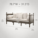 Distressed Cotton Linen Pull-Out Sofa Bed, American Country French Style 1/2/3-Seater Couch with Solid Wood Frame fljgj-2115