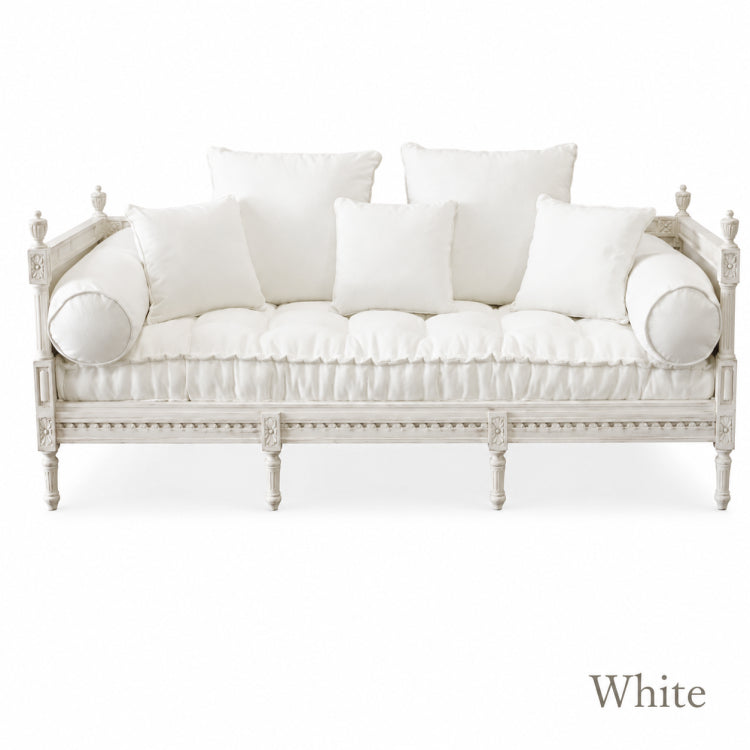 Distressed Cotton Linen Pull-Out Sofa Bed, American Country French Style 1/2/3-Seater Couch with Solid Wood Frame fljgj-2115