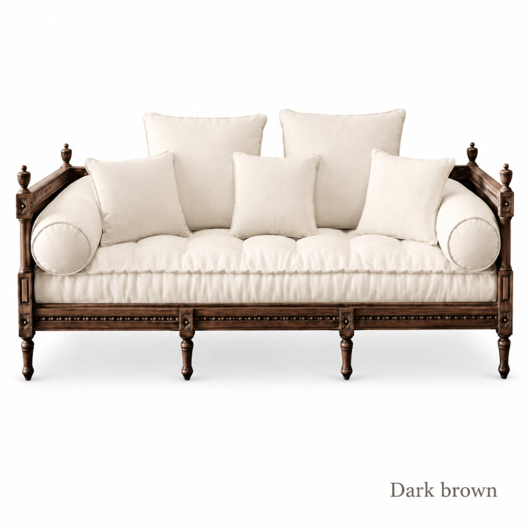 Distressed Cotton Linen Pull-Out Sofa Bed, American Country French Style 1/2/3-Seater Couch with Solid Wood Frame fljgj-2115