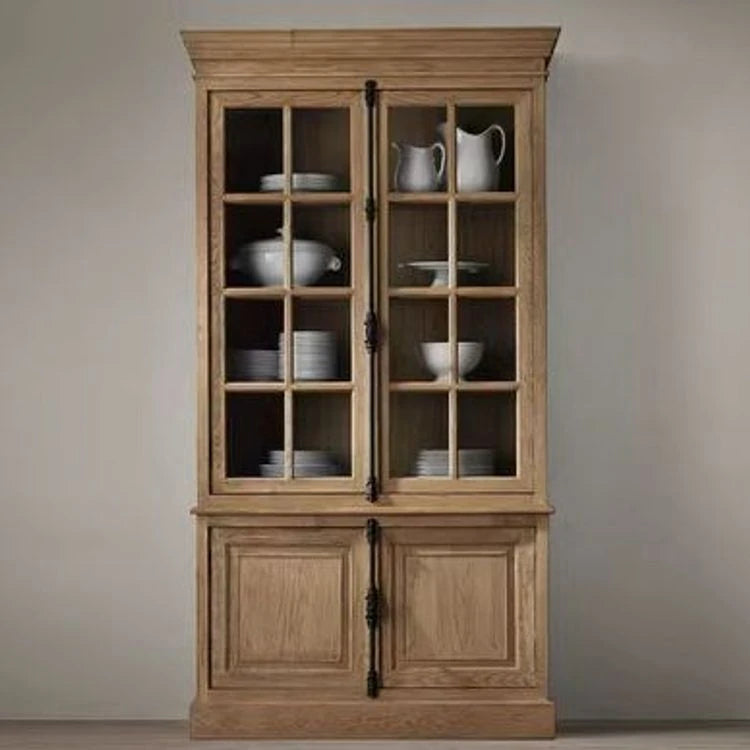 Elegant Oak Multi-Layer Board Glass Cabinet - Stylish Storage Solution for Your Home fljgj-2116