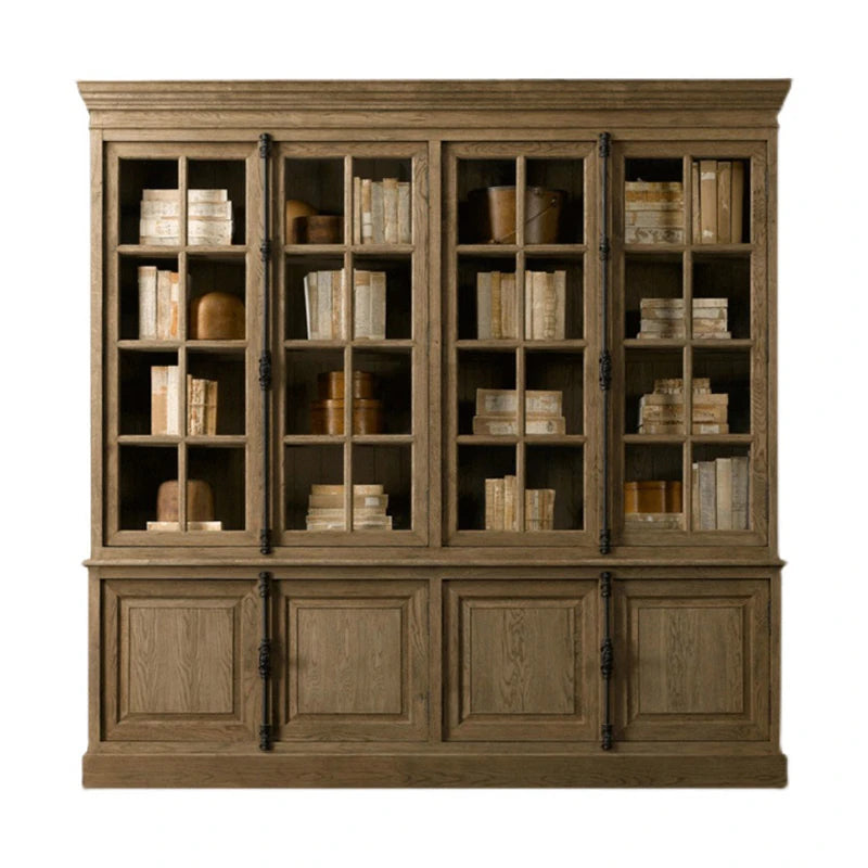 Elegant Oak Multi-Layer Board Glass Cabinet - Stylish Storage Solution for Your Home fljgj-2116