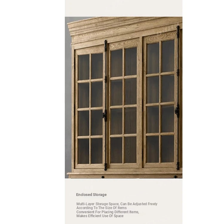 Elegant Oak Multi-Layer Board Glass Cabinet - Stylish Storage Solution for Your Home fljgj-2116