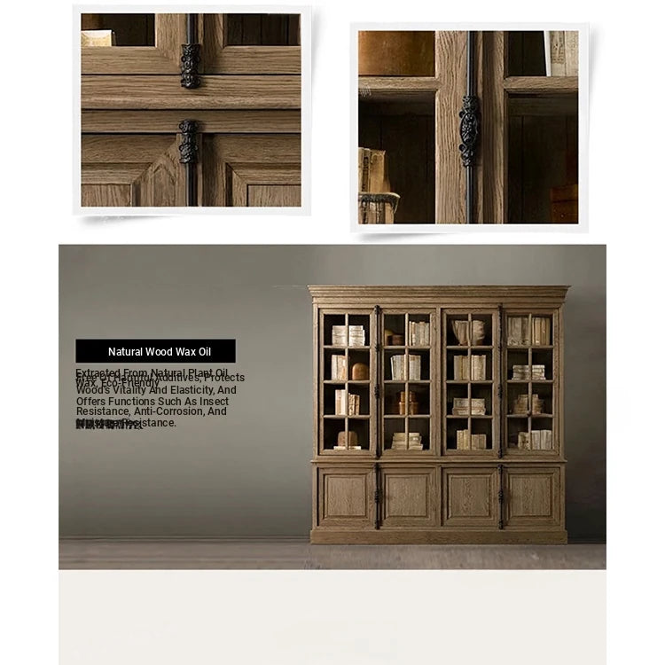 Elegant Oak Multi-Layer Board Glass Cabinet - Stylish Storage Solution for Your Home fljgj-2116