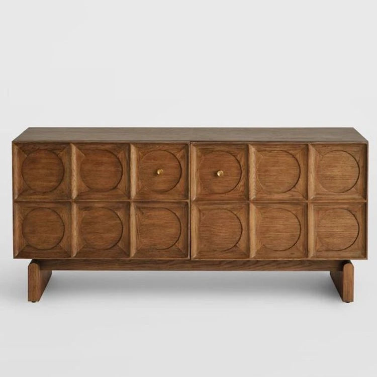 Stylish Oak Multi-Layer Board Cabinet with Unique Circular Design - Perfect for Modern Home Décor and Entertainment Storage fljgj-2120