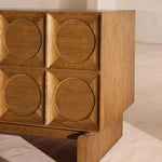 Stylish Oak Multi-Layer Board Cabinet with Unique Circular Design - Perfect for Modern Home Décor and Entertainment Storage fljgj-2120