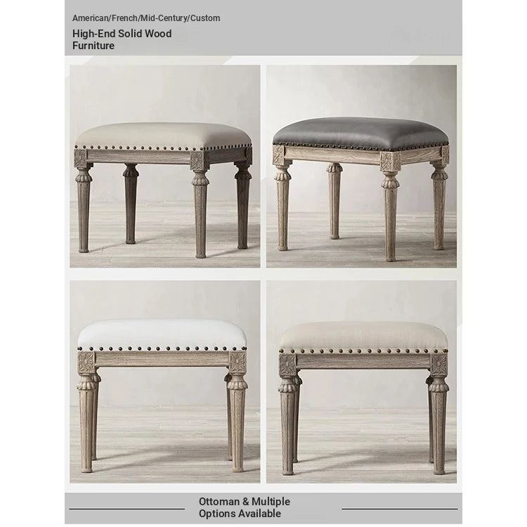 Elegant Oak Stool with PU Leather Upholstery - Versatile Multi-layer Design for Stylish Seating fljgj-2123