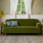 Green Velvet Sofa Set, American Country Vintage 2/3-Seater Couch for Living Room fljgj-2124