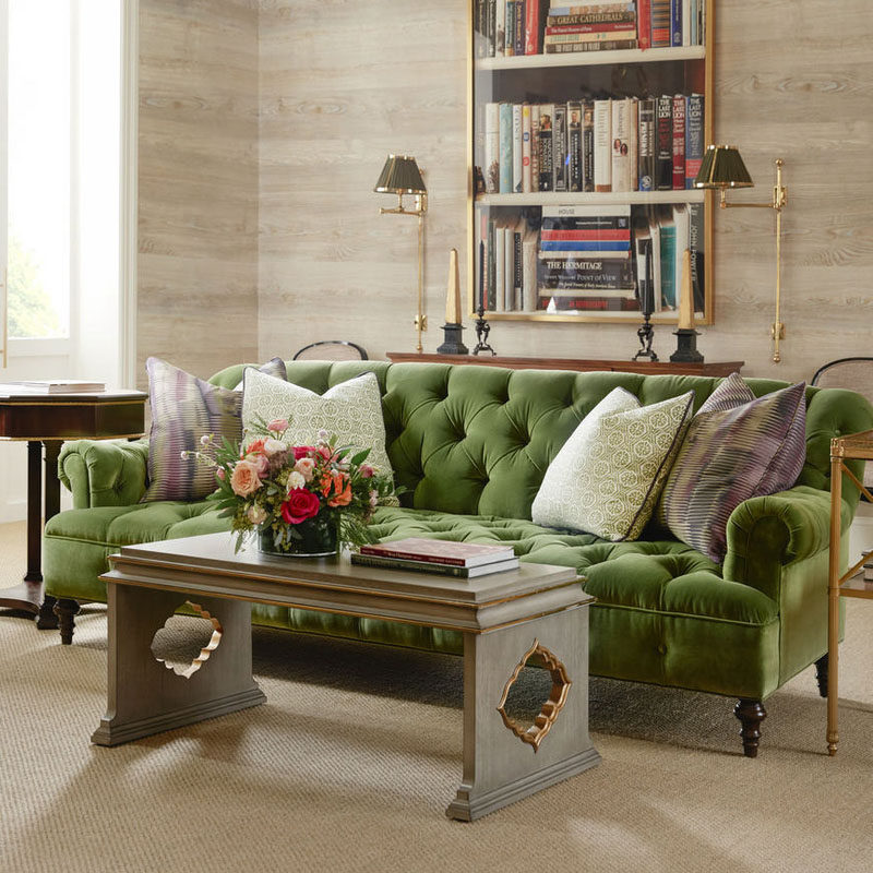 Green Velvet Sofa Set, American Country Vintage 2/3-Seater Couch for Living Room fljgj-2124