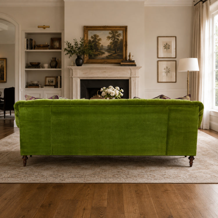 Green Velvet Sofa Set, American Country Vintage 2/3-Seater Couch for Living Room fljgj-2124