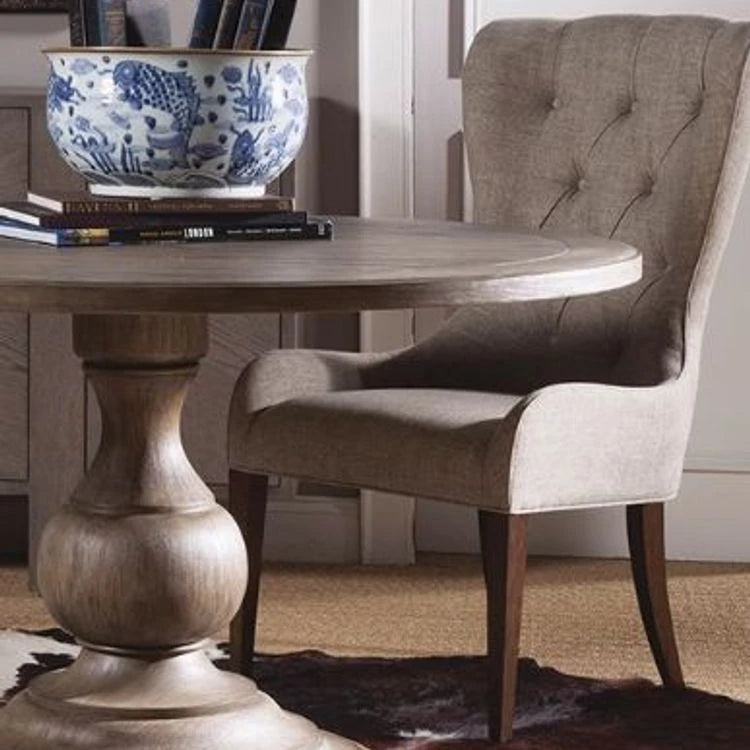 Elegant Oak Cotton-Ramie Dining Chair for Timeless Home Décor fljgj-2126