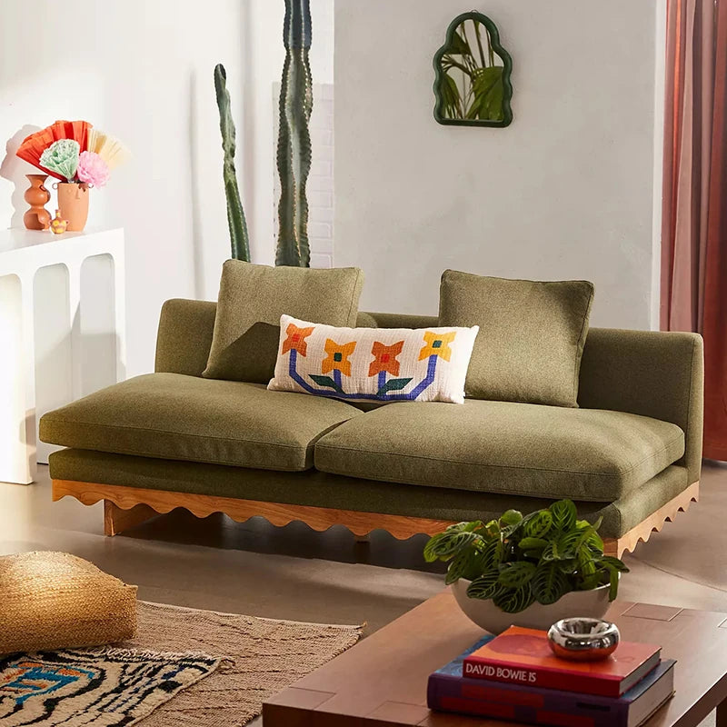 Stylish Pine Ash Wood Sofa with Cotton-Ramie Fabric - Trendy Home Comfort for Modern Living Spaces fljgj-2127