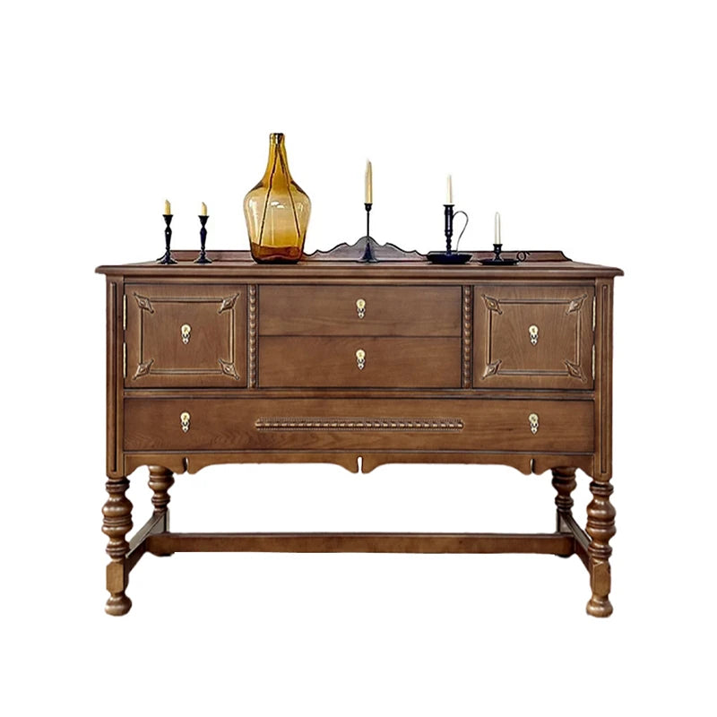 Elegant Oak Multi-layer Board Cabinet with Intricate Detailing and Storage Drawers - Perfect for Home Decor fljgj-2130