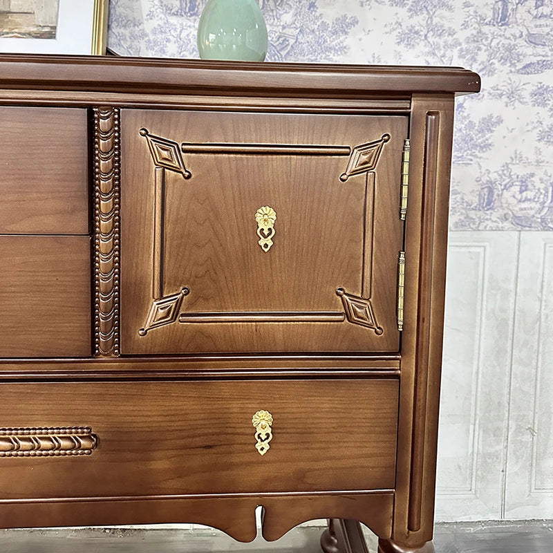 Elegant Oak Multi-layer Board Cabinet with Intricate Detailing and Storage Drawers - Perfect for Home Decor fljgj-2130