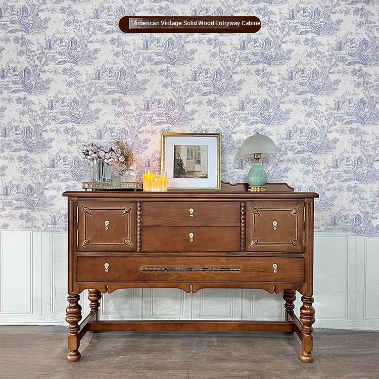 Elegant Oak Multi-layer Board Cabinet with Intricate Detailing and Storage Drawers - Perfect for Home Decor fljgj-2130