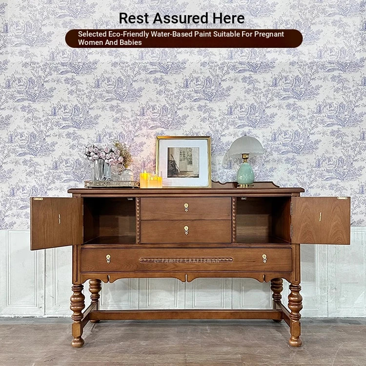 Elegant Oak Multi-layer Board Cabinet with Intricate Detailing and Storage Drawers - Perfect for Home Decor fljgj-2130