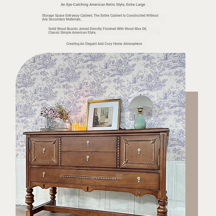 Elegant Oak Multi-layer Board Cabinet with Intricate Detailing and Storage Drawers - Perfect for Home Decor fljgj-2130