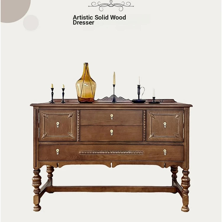 Elegant Oak Multi-layer Board Cabinet with Intricate Detailing and Storage Drawers - Perfect for Home Decor fljgj-2130