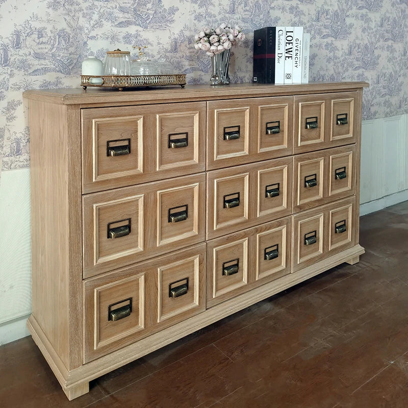 Stylish Oak Multi-Layer Board Cabinet with Vintage Drawer Handles – Perfect Storage Solution for Any Room fljgj-2134