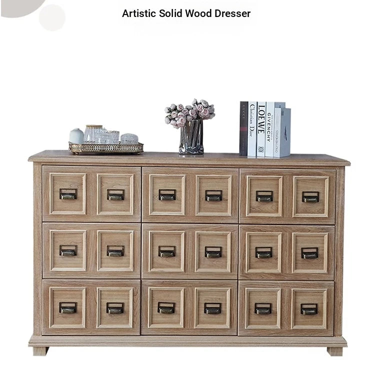 Stylish Oak Multi-Layer Board Cabinet with Vintage Drawer Handles – Perfect Storage Solution for Any Room fljgj-2134