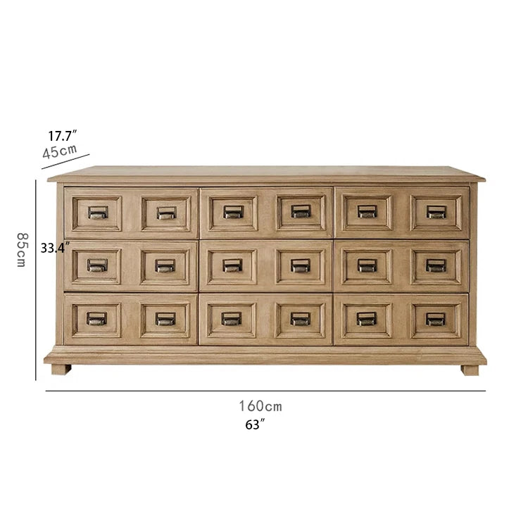 Stylish Oak Multi-Layer Board Cabinet with Vintage Drawer Handles – Perfect Storage Solution for Any Room fljgj-2134