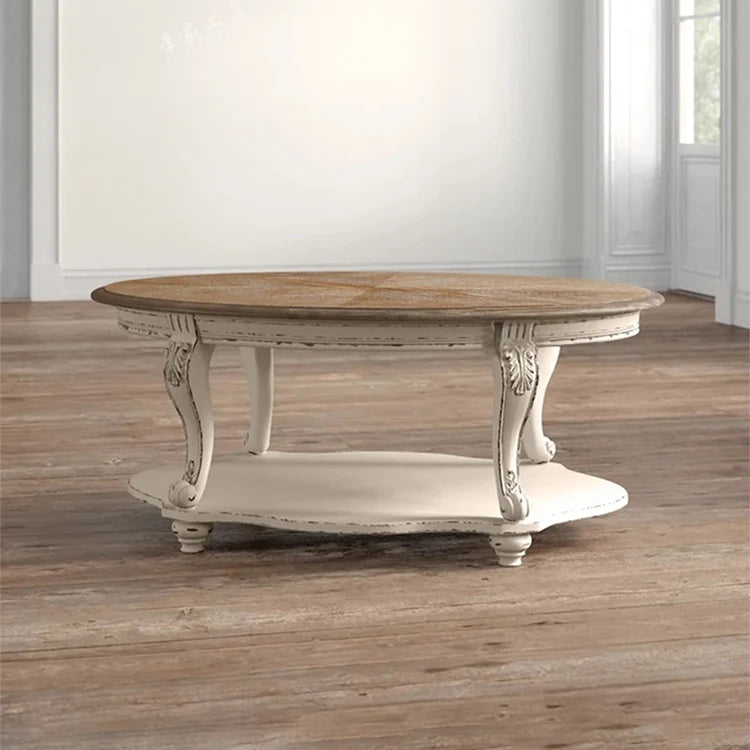 Elegant Oak Multi-Layer Board Tea Table with Decorative Legs – Perfect for Living Room Décor fljgj-2135