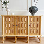 Stylish Oak Multi-Layer Board Cabinet with Unique Patterned Doors – Perfect Storage Solution for Modern Homes! fljgj-2139