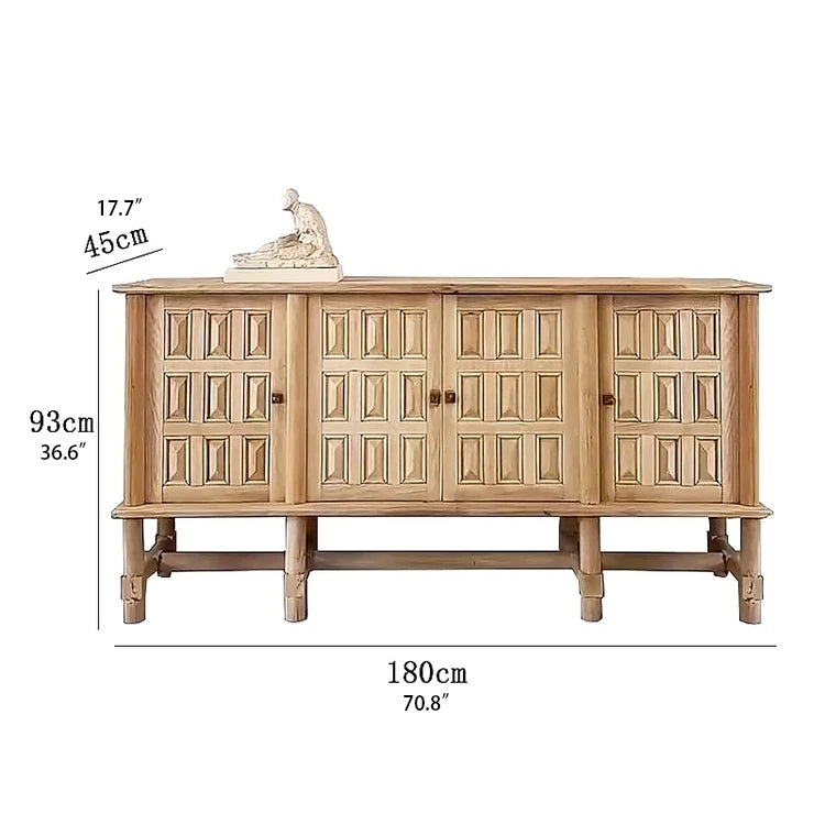 Stylish Oak Multi-Layer Board Cabinet with Unique Patterned Doors – Perfect Storage Solution for Modern Homes! fljgj-2139