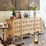 Stylish Oak Multi-Layer Board Cabinet with Unique Patterned Doors – Perfect Storage Solution for Modern Homes! fljgj-2139
